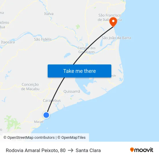 Rodovia Amaral Peixoto, 80 to Santa Clara map