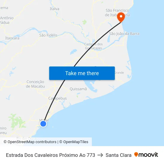 Estrada Dos Cavaleiros Próximo Ao 773 to Santa Clara map