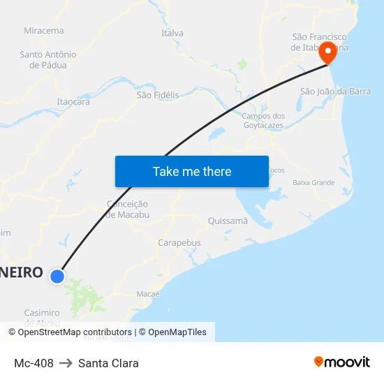 Mc-408 to Santa Clara map