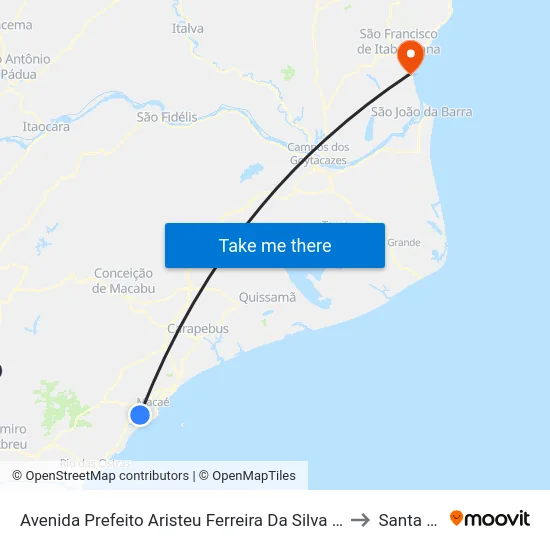 Avenida Prefeito Aristeu Ferreira Da Silva Próximo Ao 2388 to Santa Clara map
