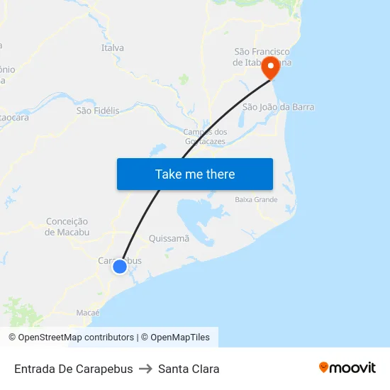 Entrada De Carapebus to Santa Clara map