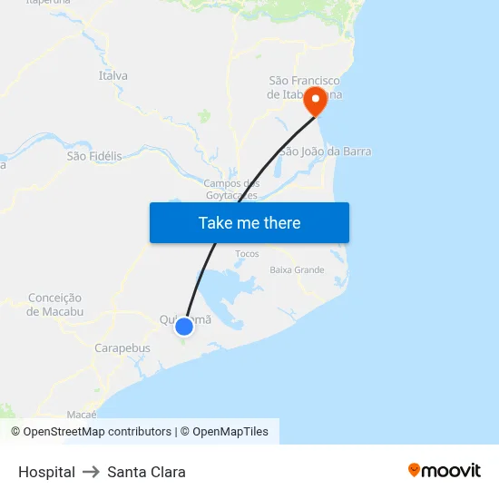 Hospital to Santa Clara map