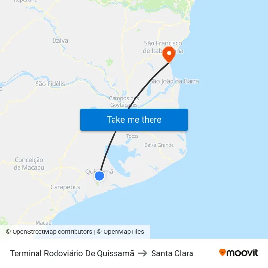Terminal Rodoviário De Quissamã to Santa Clara map