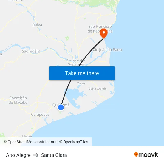 Alto Alegre to Santa Clara map