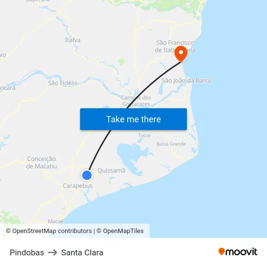 Pindobas to Santa Clara map