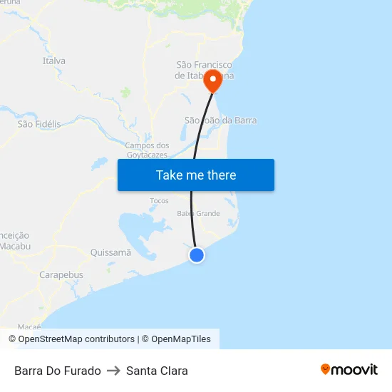 Barra Do Furado to Santa Clara map