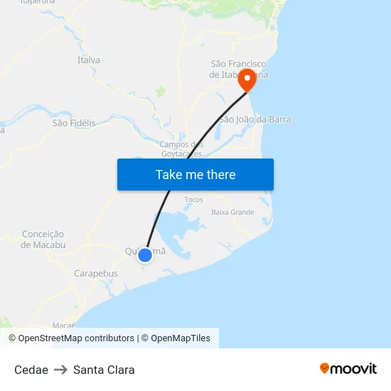 Cedae to Santa Clara map