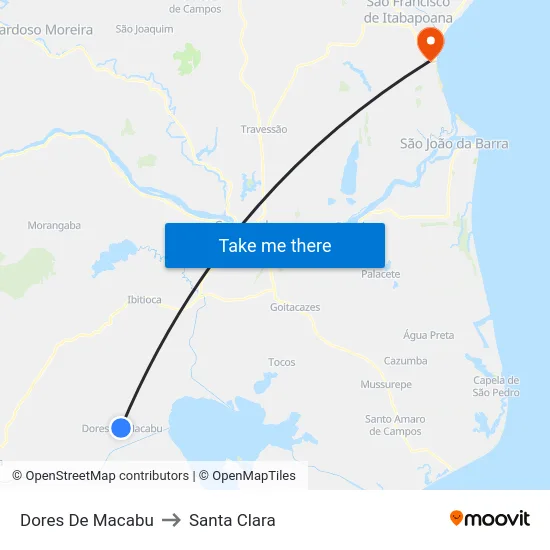 Dores De Macabu to Santa Clara map