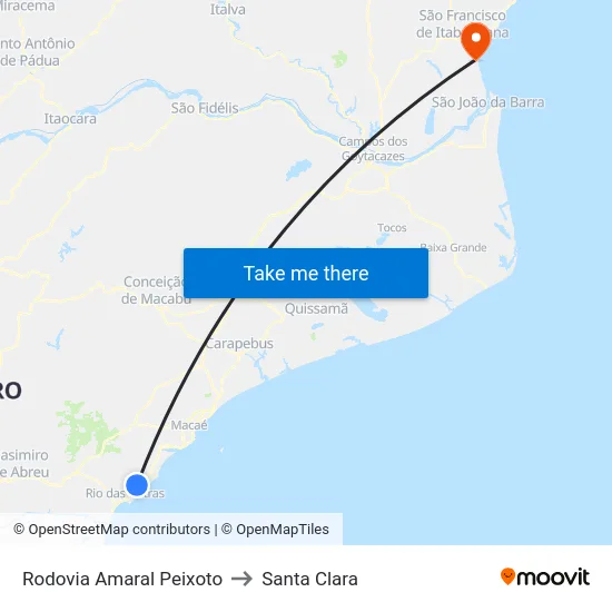Rodovia Amaral Peixoto to Santa Clara map