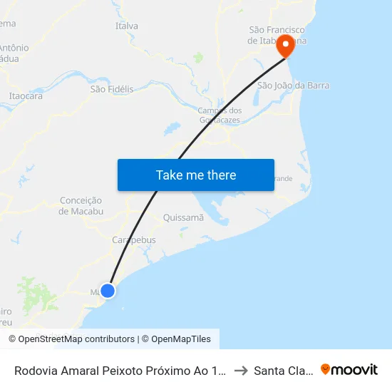 Rodovia Amaral Peixoto Próximo Ao 185 to Santa Clara map