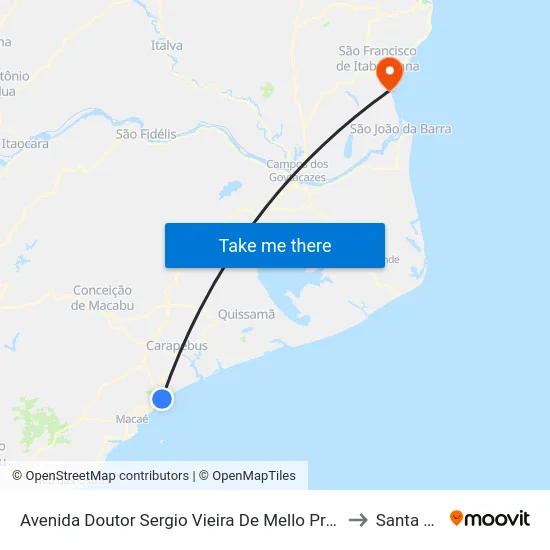Avenida Doutor Sergio Vieira De Mello Próximo Ao 1872 to Santa Clara map