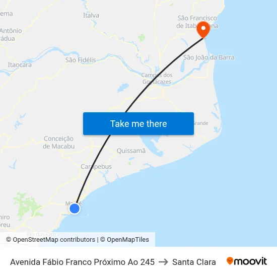 Avenida Fábio Franco Próximo Ao 245 to Santa Clara map