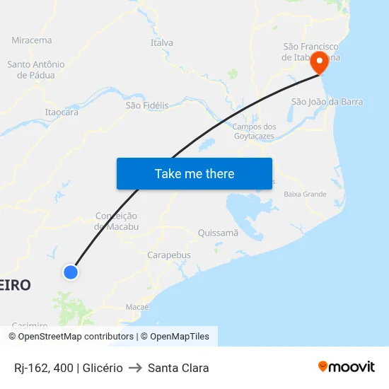 Rj-162, 400 | Glicério to Santa Clara map