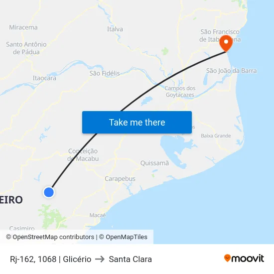 Rj-162, 1068 | Glicério to Santa Clara map