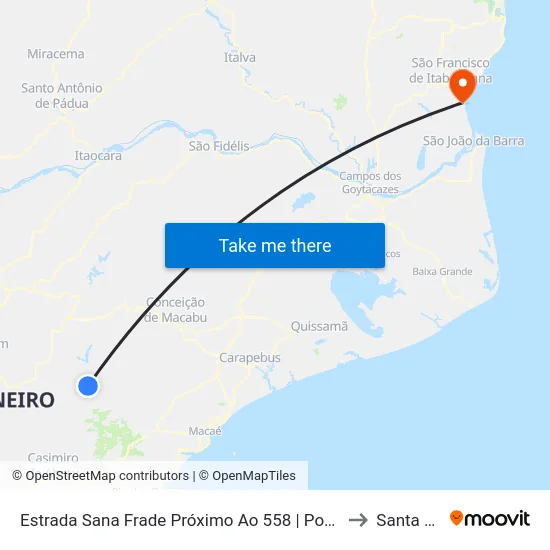 Estrada Sana Frade Próximo Ao 558 | Ponto Final - Frade to Santa Clara map