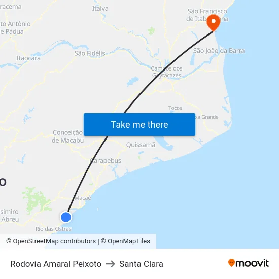 Rodovia Amaral Peixoto to Santa Clara map