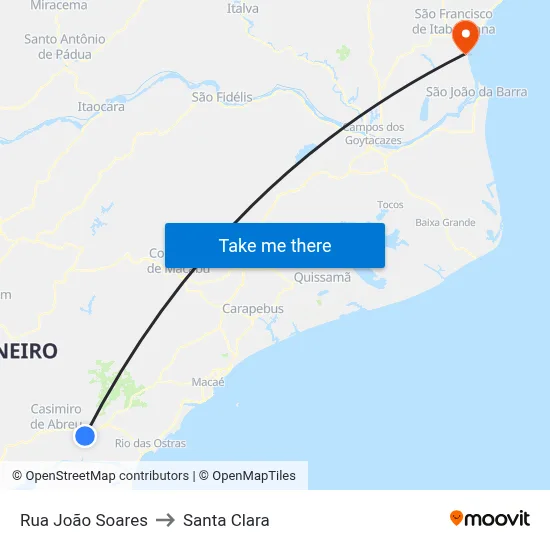 Rua João Soares to Santa Clara map