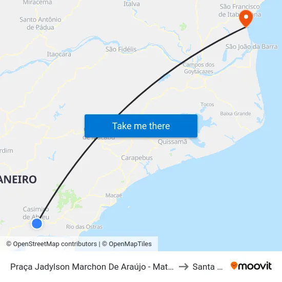 Praça Jadylson Marchon De Araújo - Mataruna (Ônibus) to Santa Clara map