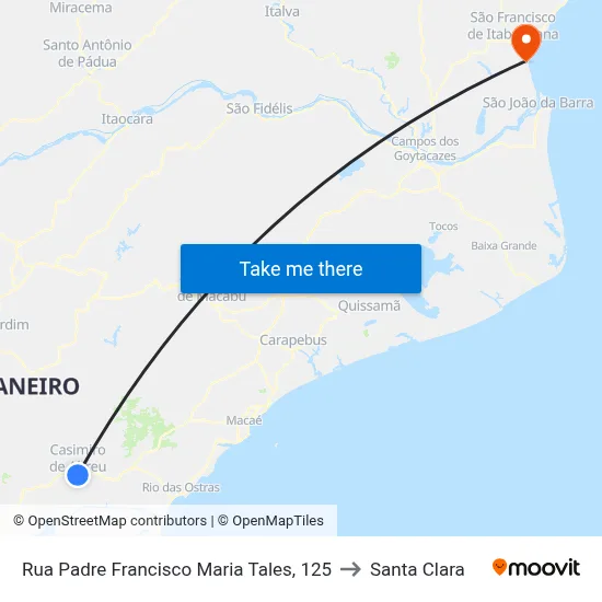 Rua Padre Francisco Maria Tales, 125 to Santa Clara map