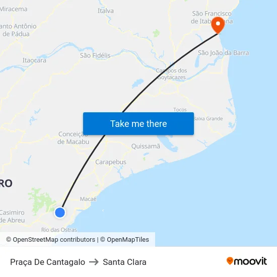 Praça De Cantagalo to Santa Clara map