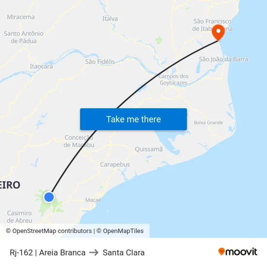 Rj-162 | Areia Branca to Santa Clara map