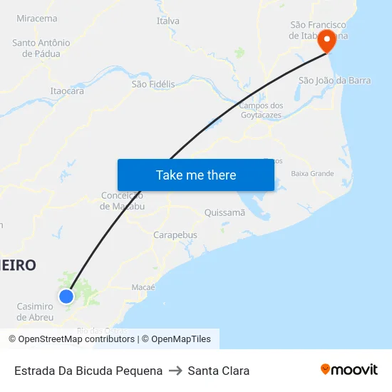 Estrada Da Bicuda Pequena to Santa Clara map