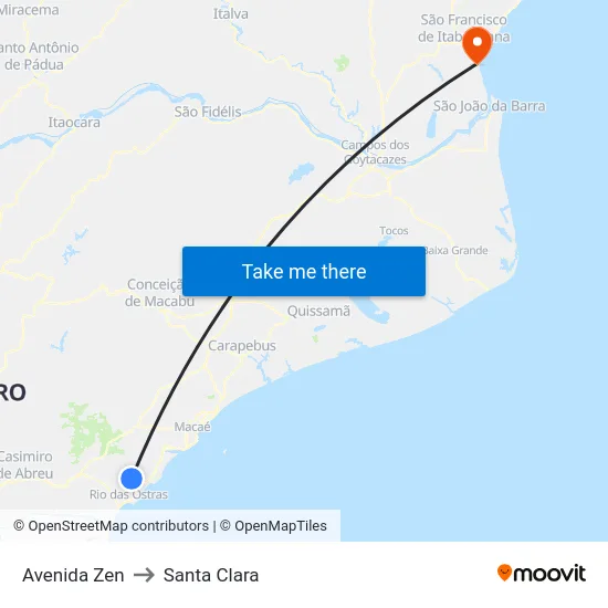 Avenida Zen to Santa Clara map