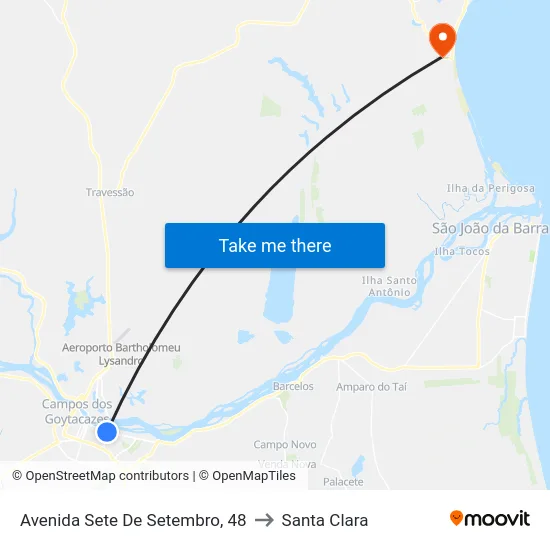 Avenida Sete De Setembro, 48 to Santa Clara map