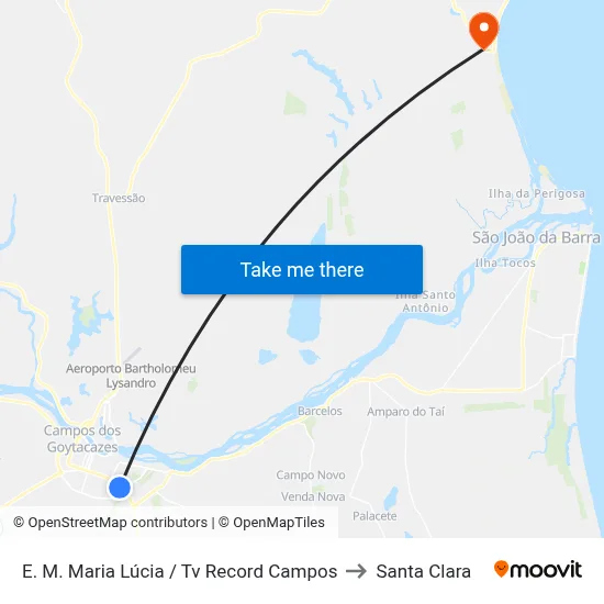 E. M. Maria Lúcia / Tv Record Campos to Santa Clara map