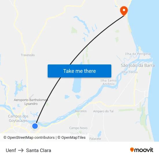 Uenf to Santa Clara map