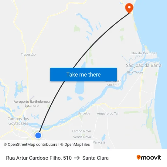 Rua Artur Cardoso Filho, 510 to Santa Clara map