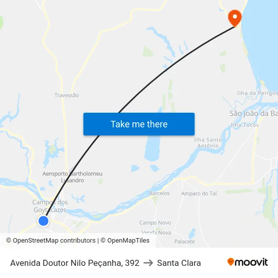 Avenida Doutor Nilo Peçanha, 392 to Santa Clara map