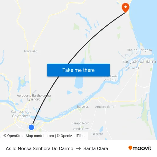 Asilo Nossa Senhora Do Carmo to Santa Clara map