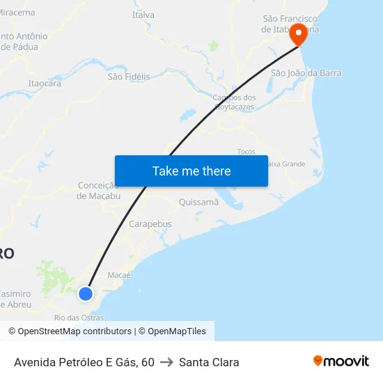 Avenida Petróleo E Gás, 60 to Santa Clara map