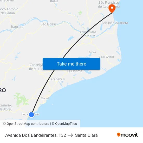 Avanida Dos Bandeirantes, 132 to Santa Clara map