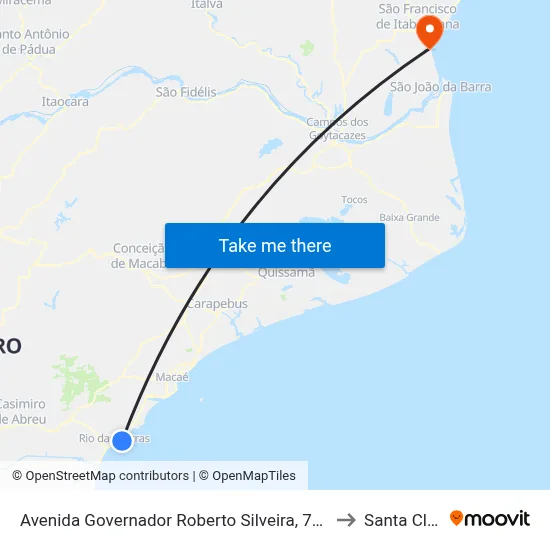 Avenida Governador Roberto Silveira, 700-764 to Santa Clara map