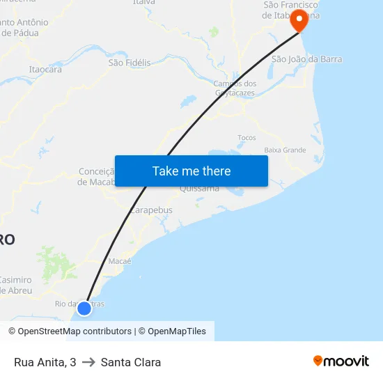 Rua Anita, 3 to Santa Clara map