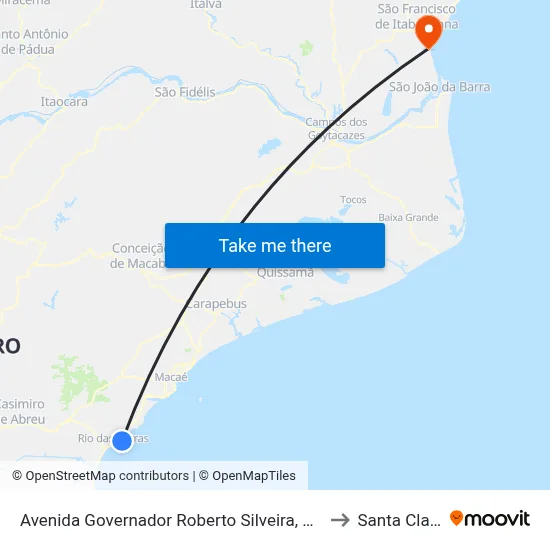 Avenida Governador Roberto Silveira, 895 to Santa Clara map