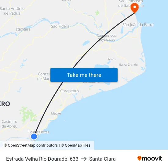 Estrada Velha Rio Dourado, 633 to Santa Clara map
