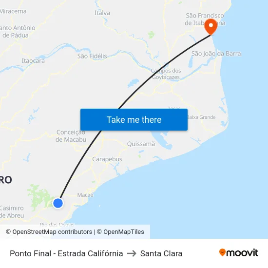 Ponto Final - Estrada Califórnia to Santa Clara map
