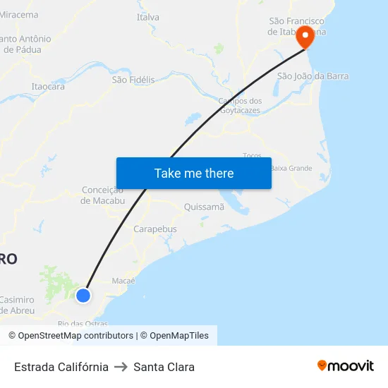 Estrada Califórnia to Santa Clara map
