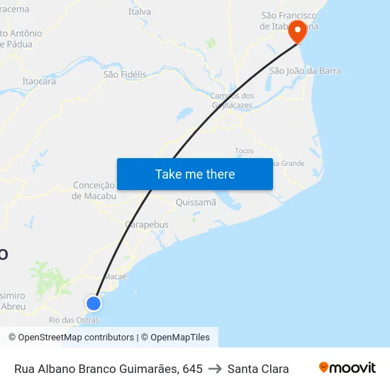 Rua Albano Branco Guimarães, 645 to Santa Clara map