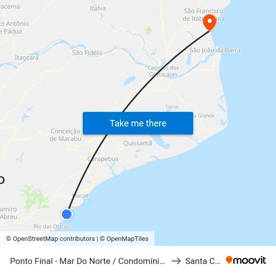 Ponto Final - Mar Do Norte / Condomínio Da Praia to Santa Clara map