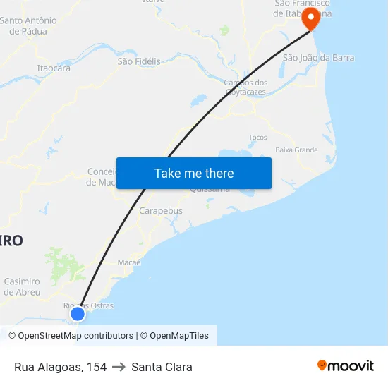 Rua Alagoas, 154 to Santa Clara map
