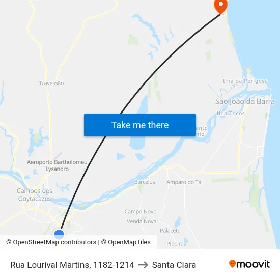 Rua Lourival Martins, 1182-1214 to Santa Clara map