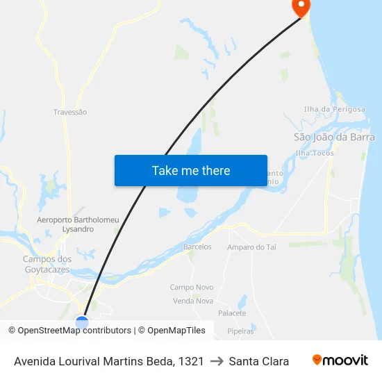 Avenida Lourival Martins Beda, 1321 to Santa Clara map