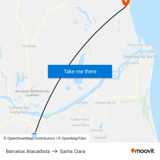 Barcelos Atacadista to Santa Clara map