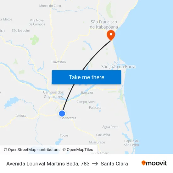 Avenida Lourival Martins Beda, 783 to Santa Clara map
