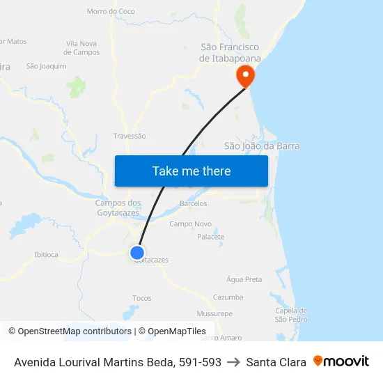 Avenida Lourival Martins Beda, 591-593 to Santa Clara map