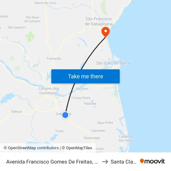 Avenida Francisco Gomes De Freitas, 12 to Santa Clara map